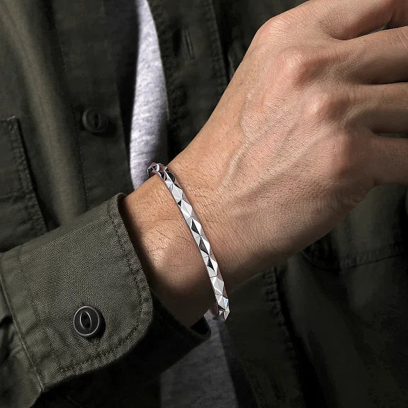 Gabriel & Co. Faceted Open Cuff Men's Bracelet