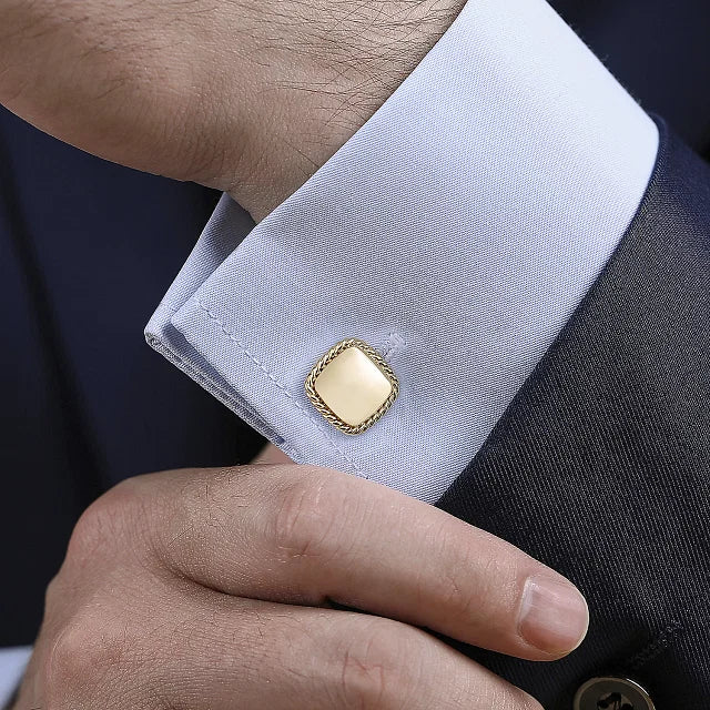 Gabriel & Co. Twisted Rope Trim Square Cufflinks