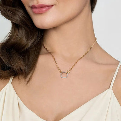 Gabriel & Co. Open Diamond Cushion Paperclip Chain Necklace