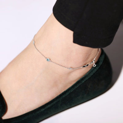 Gabriel & Co. Blue Topaz & White Sapphire Anklet