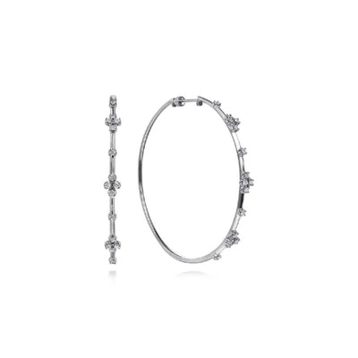Gabriel & Co. Prong Set 60mm Round Classic Diamond Hoop Earrings