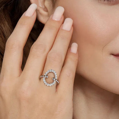 Gabriel & Co. White Sapphire Open Oval Bujukan Ring