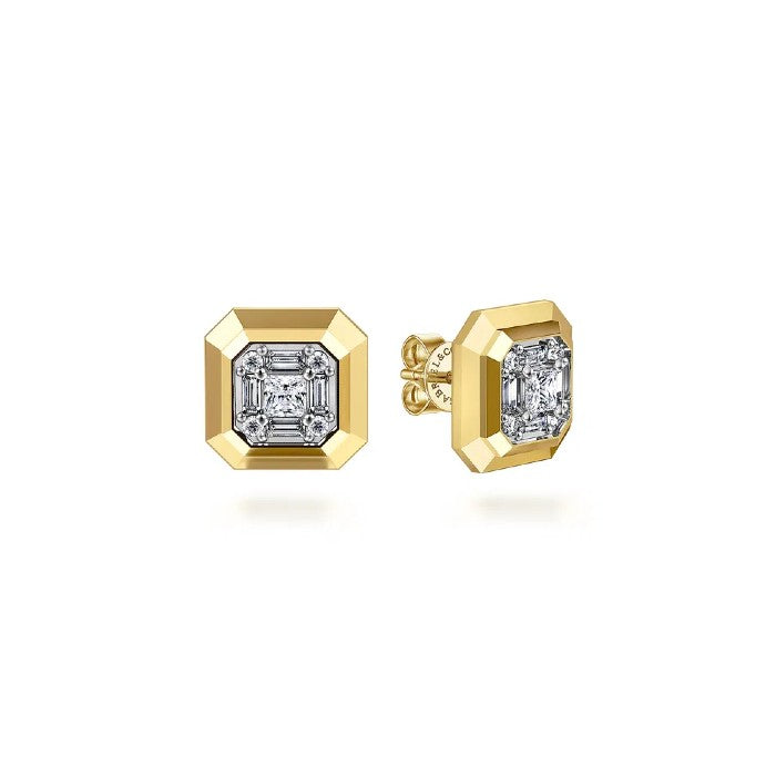 Gabriel & Co. Geometric Baguette Diamond Stud Earrings