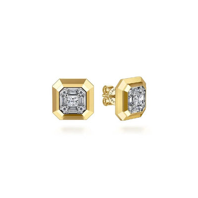 Gabriel & Co. Geometric Baguette Diamond Stud Earrings
