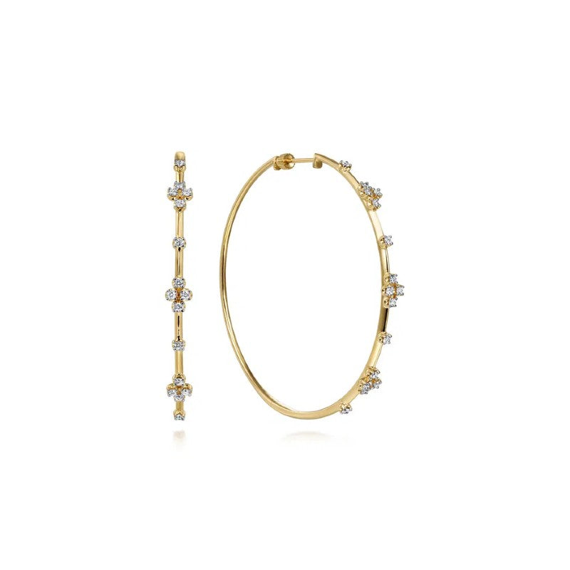 Gabriel & Co. Prong Set 60mm Round Classic Diamond Hoop Earrings