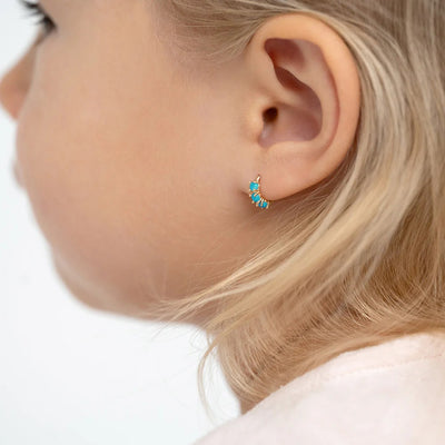 Turquoise Little Girl's Hoop Earrings