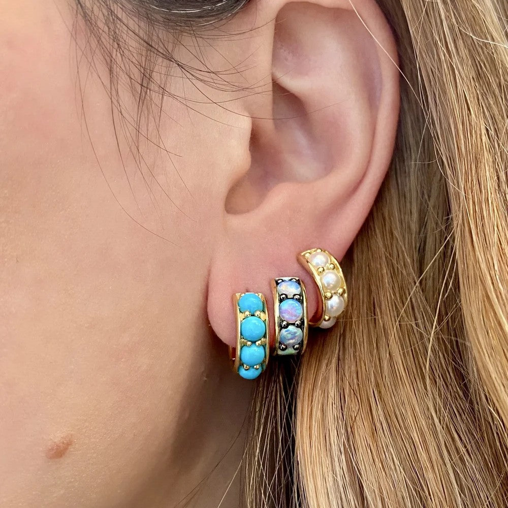 Jane Taylor Australian Opal Chubby Huggie Hoops
