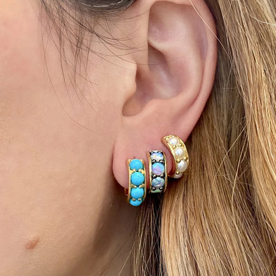 Jane Taylor Australian Opal Chubby Huggie Hoops