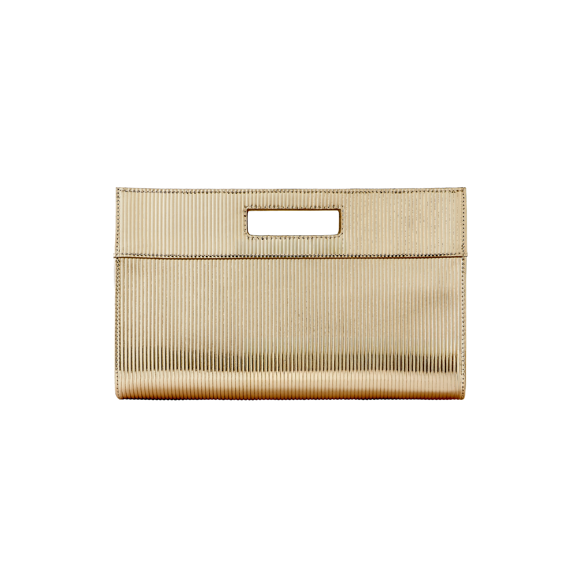 Gigi NY Remy Clutch in Metallic Stripe Leather