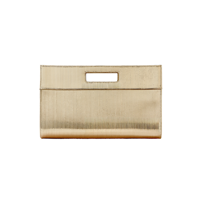 Gigi NY Remy Clutch in Metallic Stripe Leather