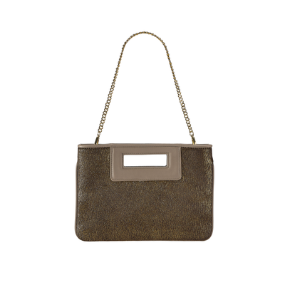 Gigi NY Willa Clutch in Gold Washed Haircalf