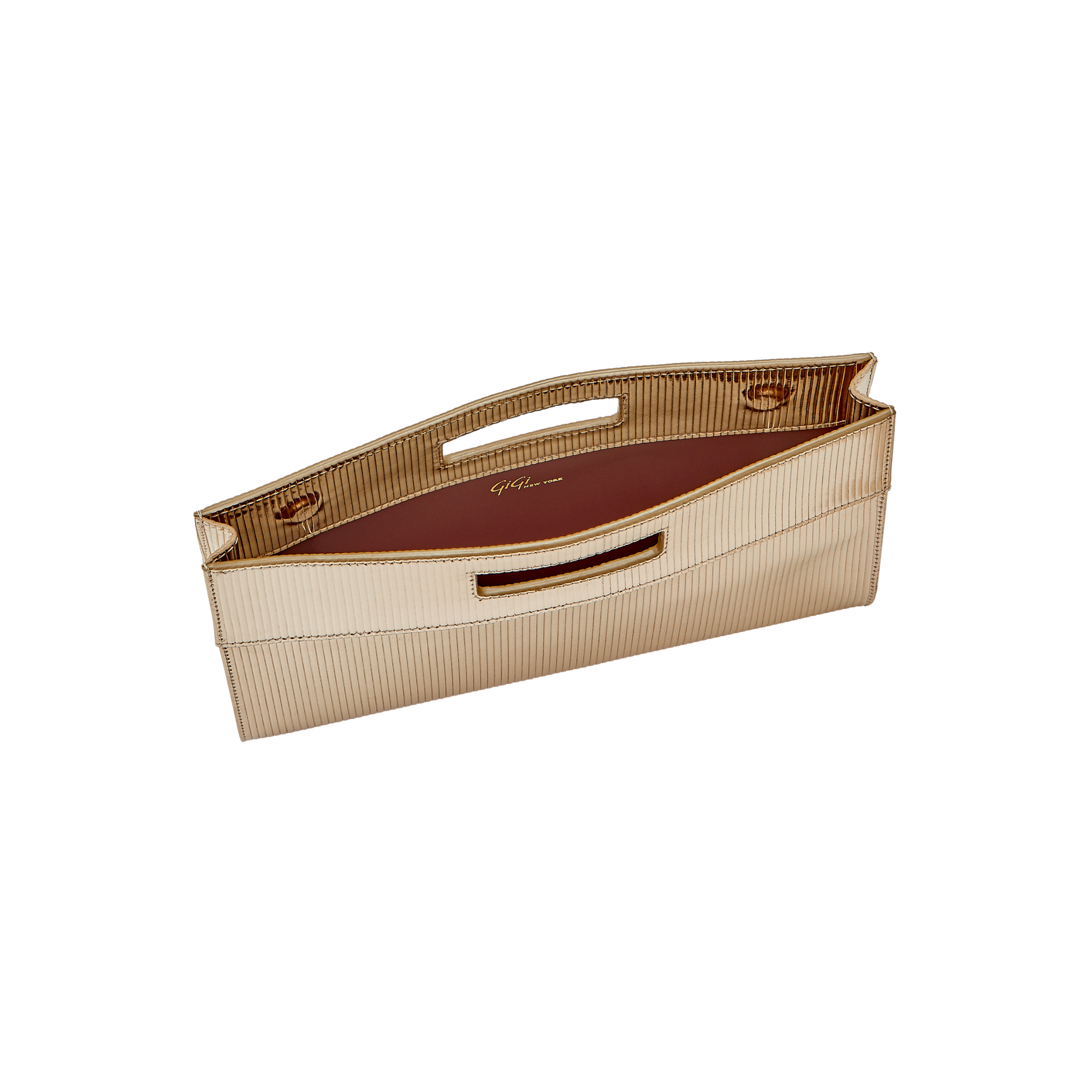 Gigi NY Remy Clutch in Metallic Stripe Leather