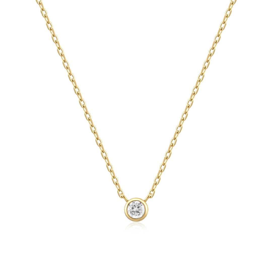 Bezel CZ Solitaire Necklace