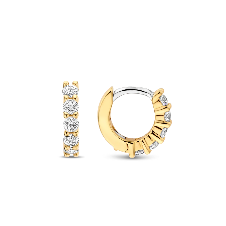 Ti Sento Milano 10mm Zirconia Gold Huggie Hoops