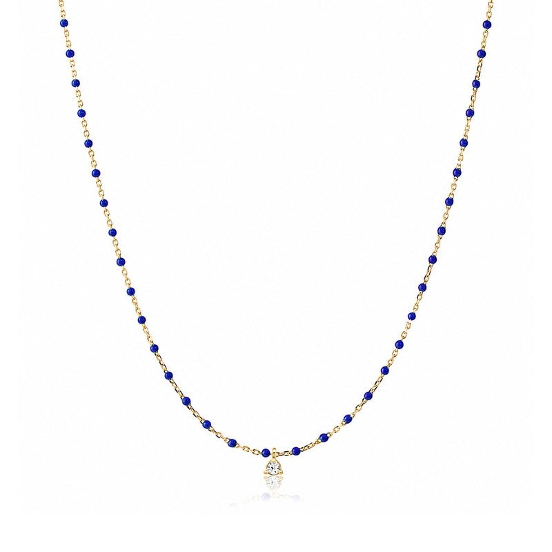 Navy Enamel Beaded Necklace