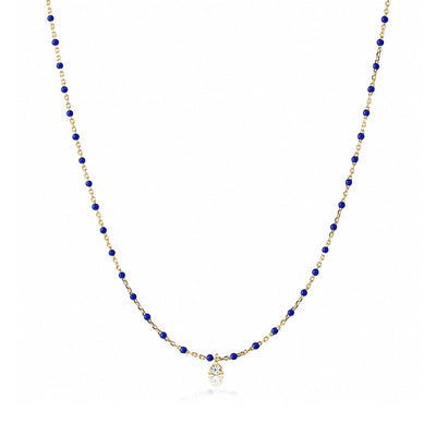 Navy Enamel Beaded Necklace