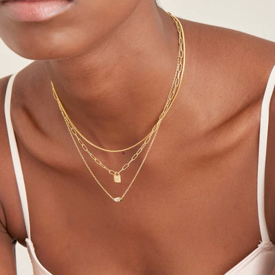 Gold Sparkle Emblem Chain Necklace