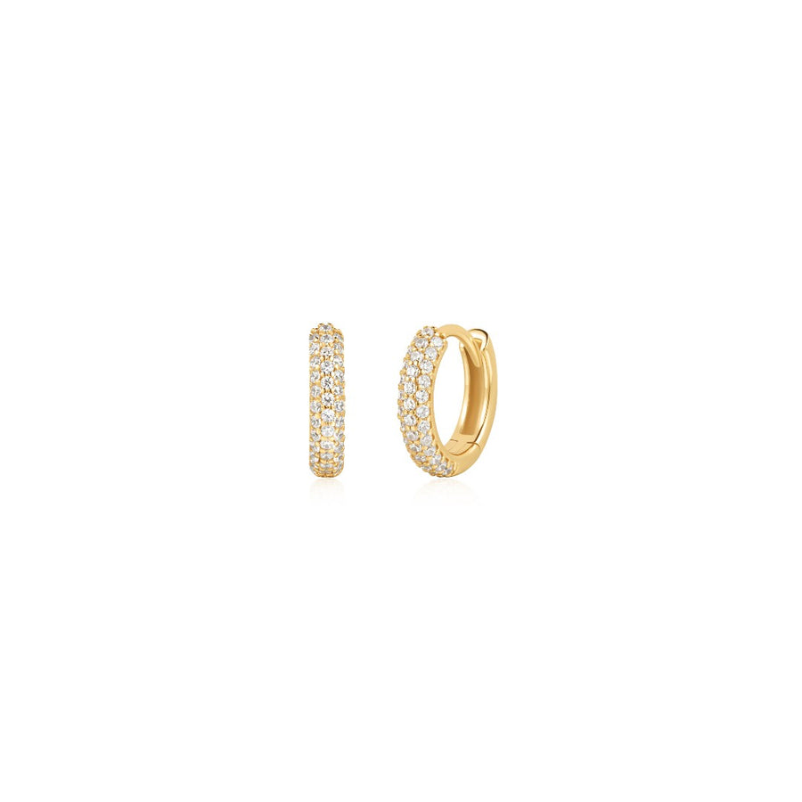 Gold Pave Cubic Zirconia Huggie Hoops