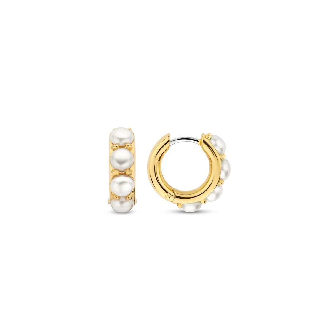 Ti Sento Milano Pearl Huggie Hoops