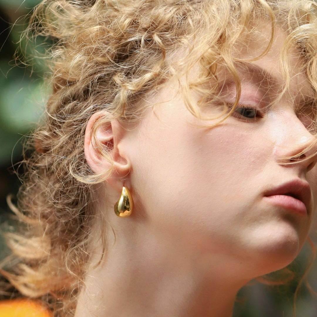 Puffy Teardrop Gold Hoops
