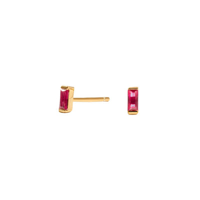 Ruby Baguette Stud Earrings