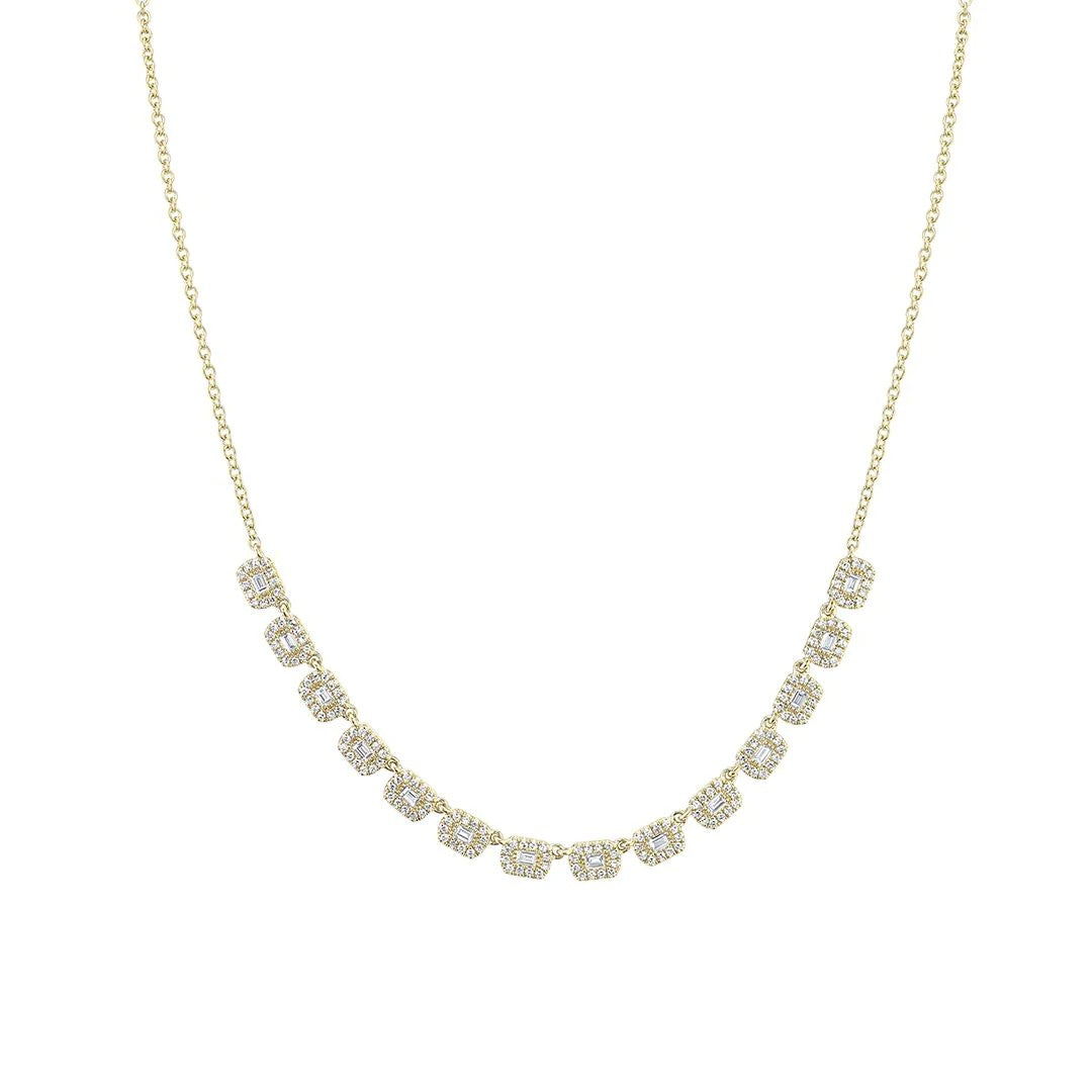 Shy Creation Diamond Baguette Necklace