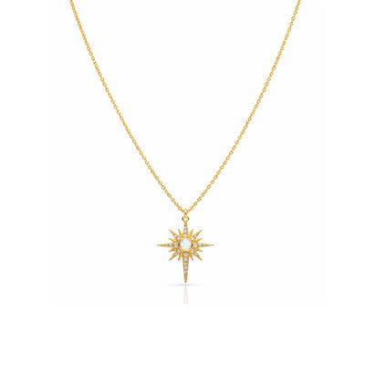Gold Starburst with Opal Center Necklace