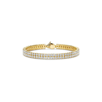 Close-up of Ti Sento gold double row tennis bracelet, pavé zirconia detail