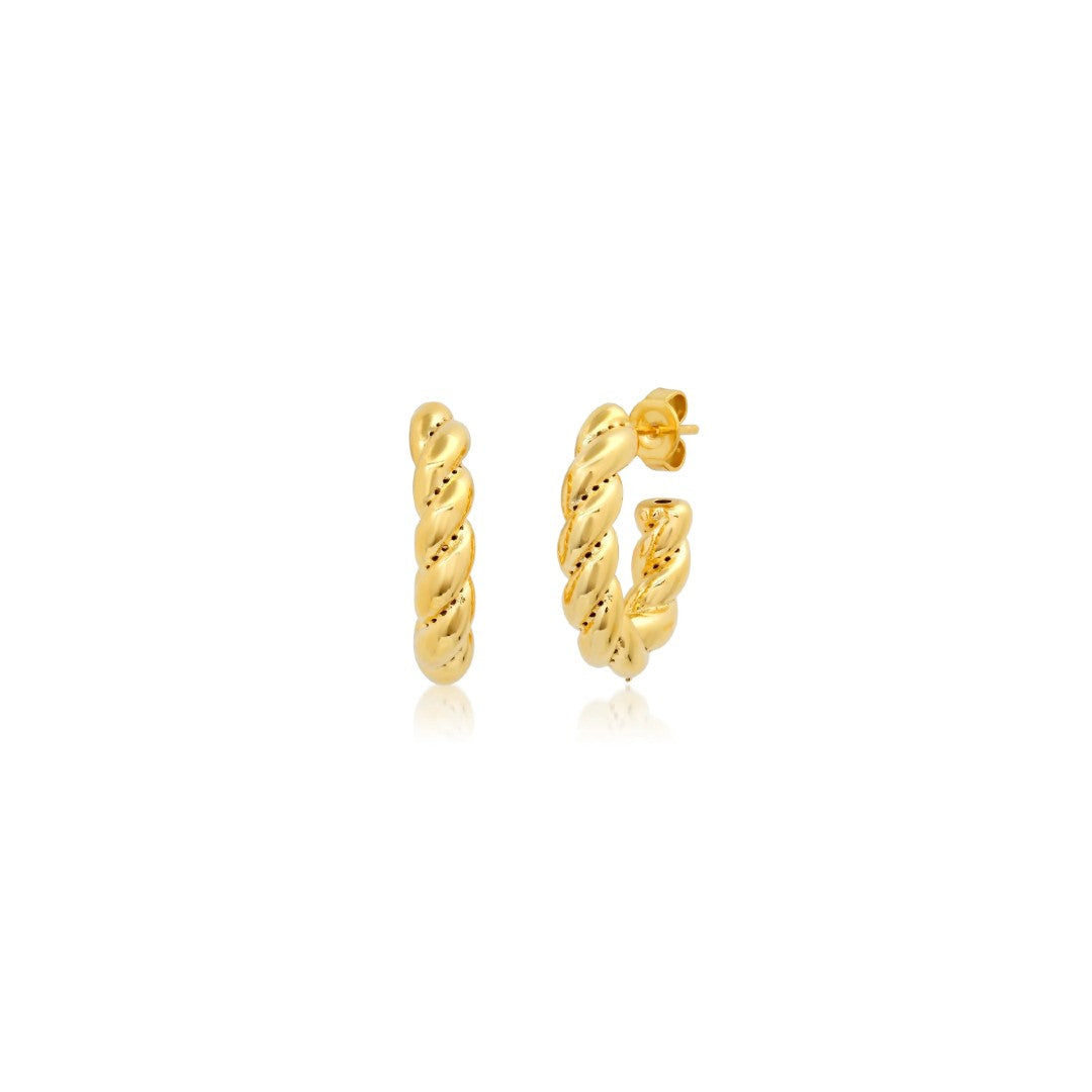 Gold Twisted Huggie Hoops