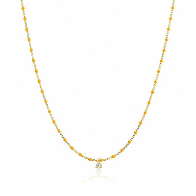 Yellow Enamel Beaded Necklace