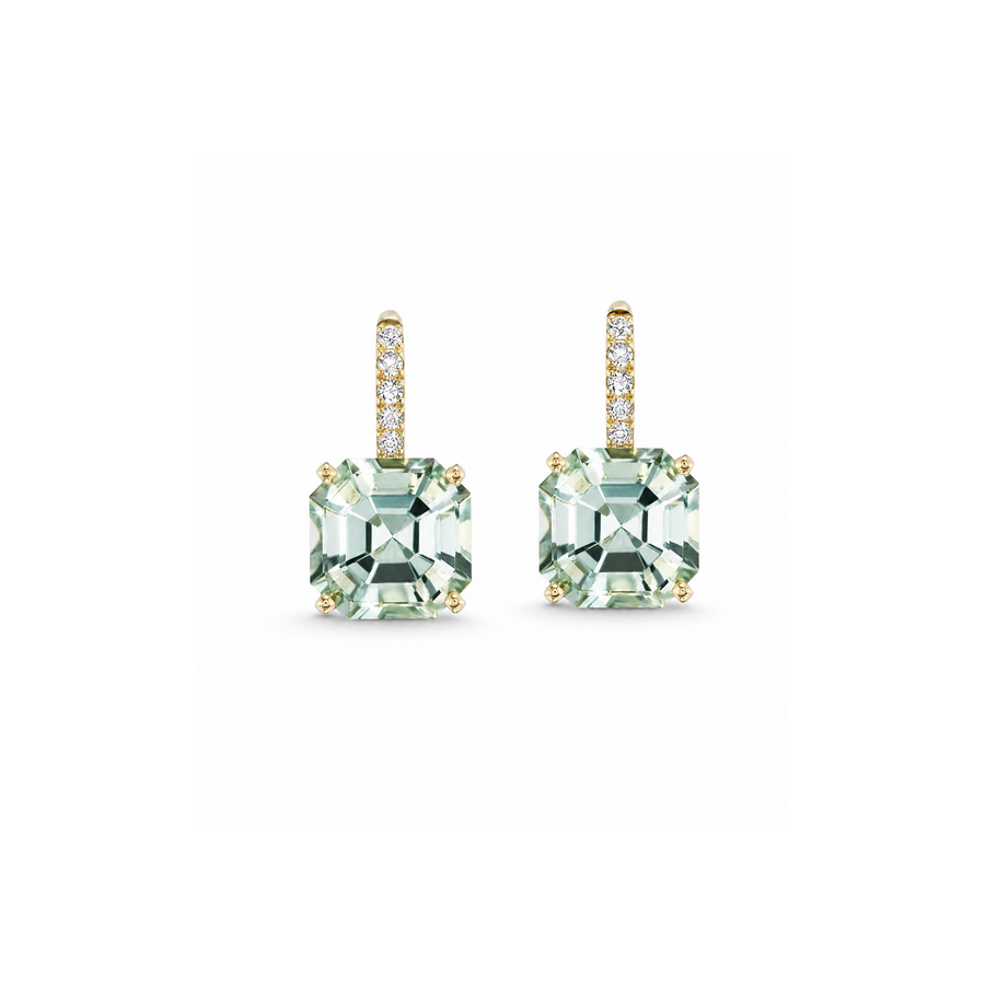 Jane Taylor Green Quartz Octagonal Drop Earrings