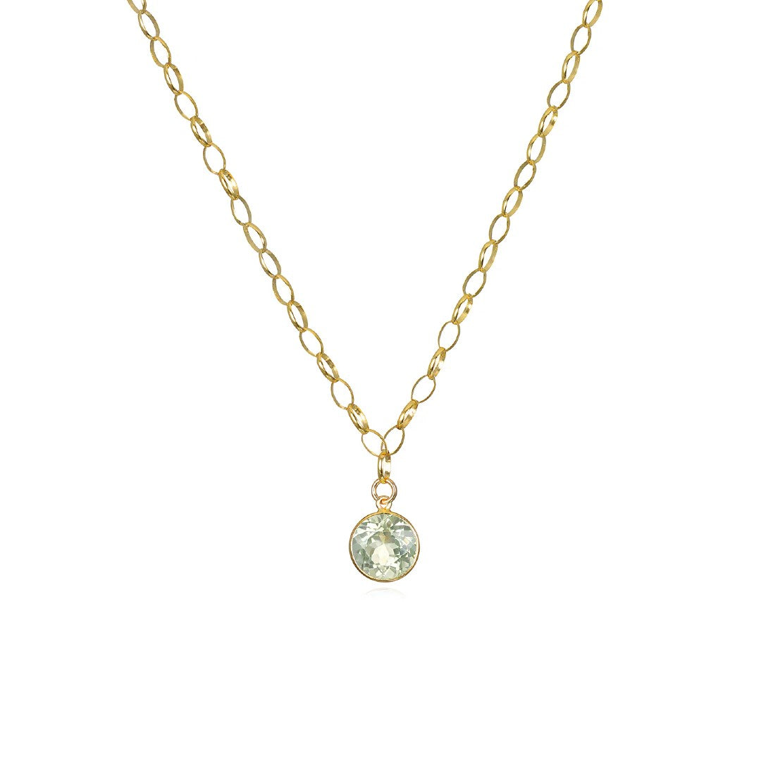 Green Amethyst Oval Link Necklace