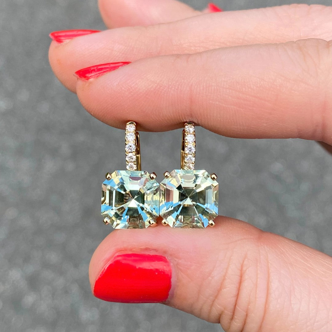 Jane Taylor Green Quartz Octagonal Drop Earrings