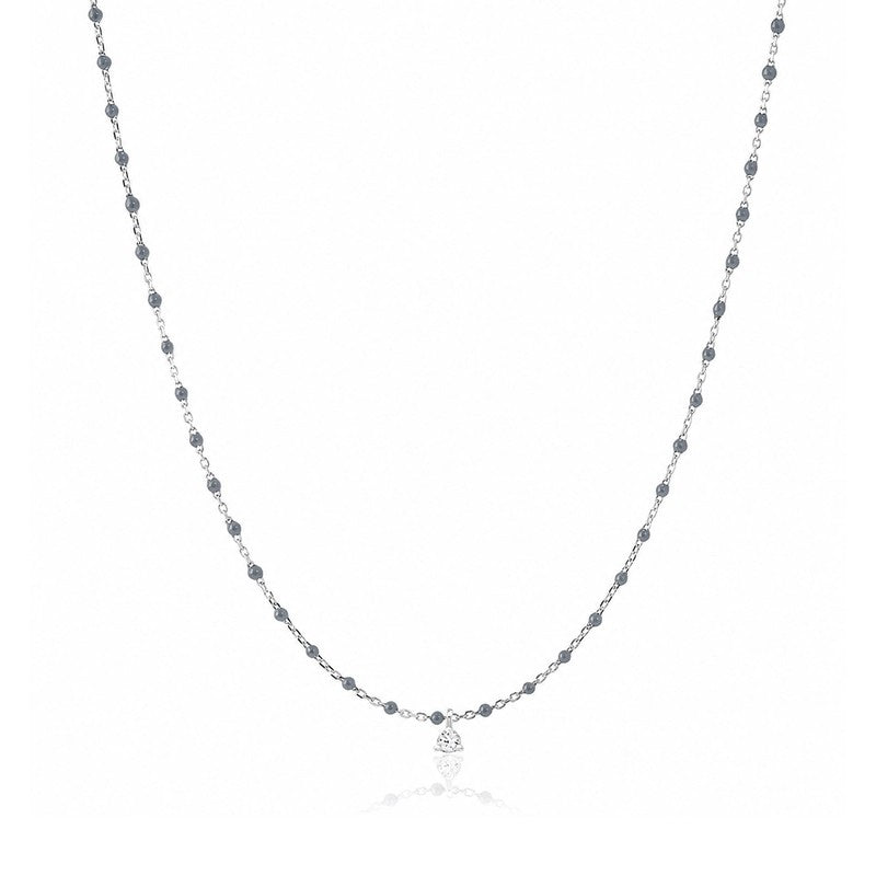 Grey Enamel Beaded Necklace