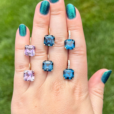 Jane Taylor London Blue Topaz Octagonal Drop Earrings