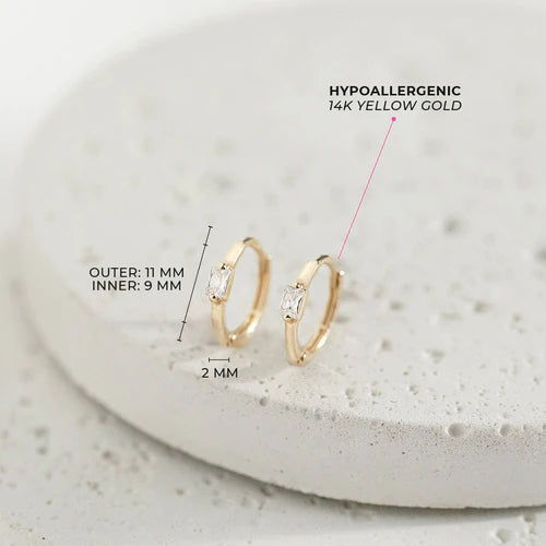 Baguette CZ Little Girl's Huggie Earrings