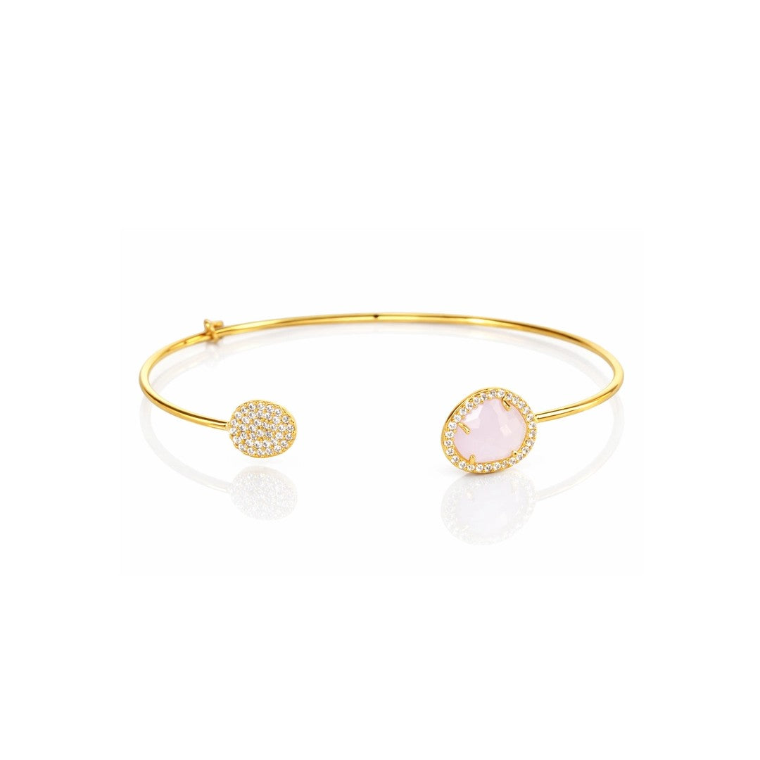 Ice Pink Glass Cuff Bracelet