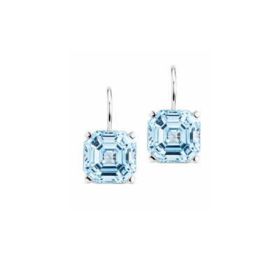 Jane Taylor Blue Topaz Octagonal Earrings White Gold