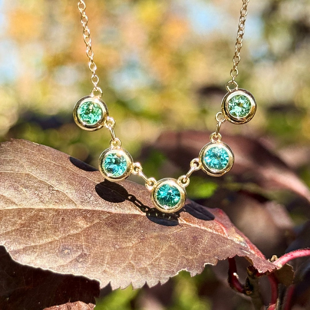 Jane Taylor Indicolite & Minty Blue-Green Tourmaline Bezel Necklace