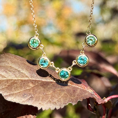 Jane Taylor Indicolite & Minty Blue-Green Tourmaline Bezel Necklace