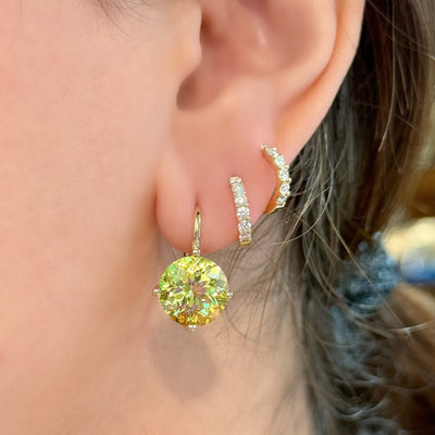 Jane Taylor Lemon Quartz Large Round Drop Earrings