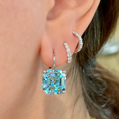 Jane Taylor Octagonal Drop Earring in Blue Topaz