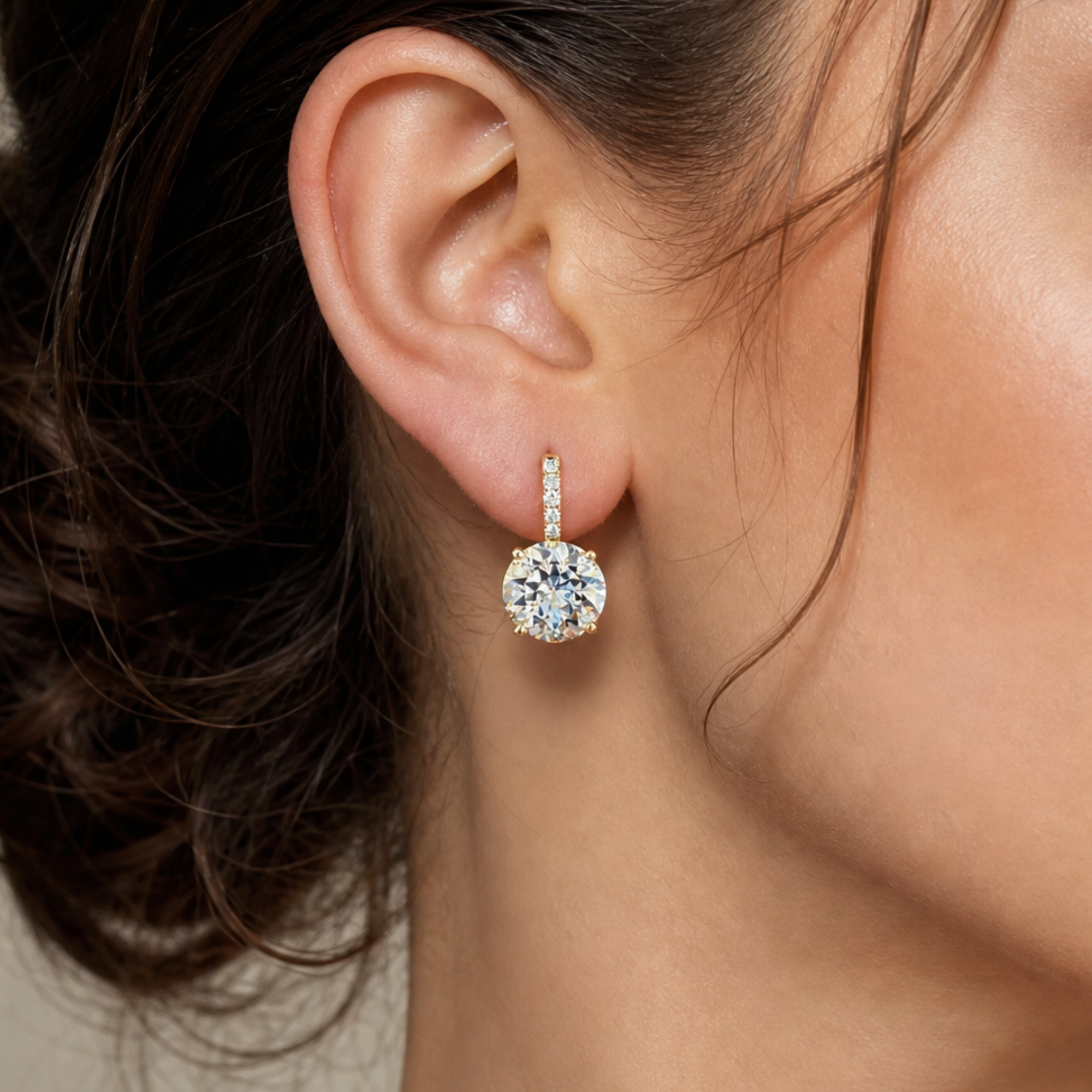 Jane Taylor White Topaz & Diamond Drop Earrings