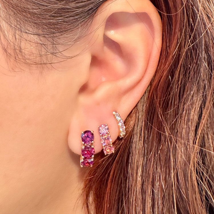 Jane Taylor 5mm Super Hugs Hoops in Rhodolite Garnet