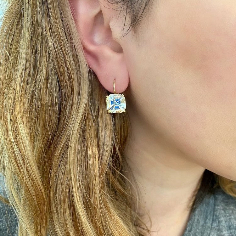 Jane Taylor Octagonal Drop Earring in Green Quartz