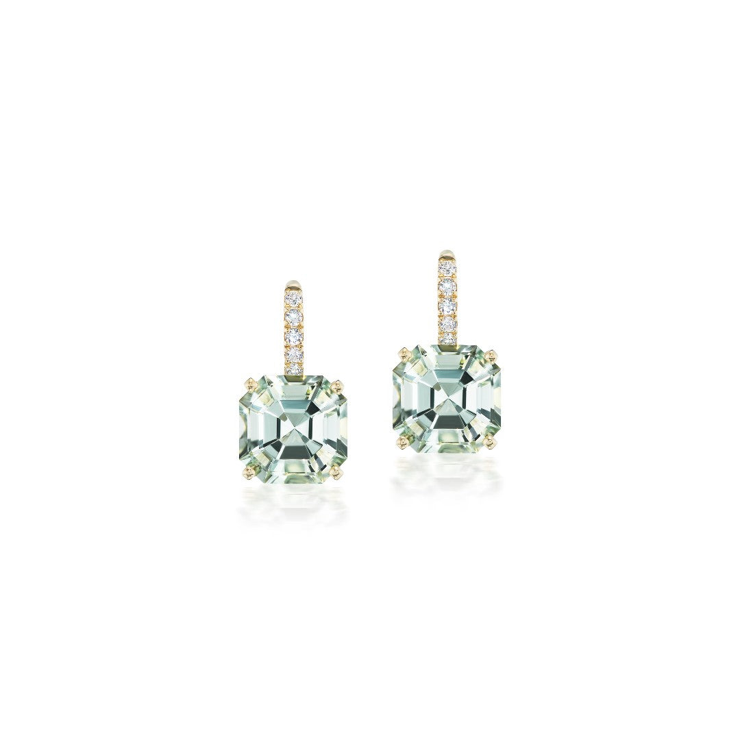 Jane Taylor Green Quartz Octagonal Drop Earrings