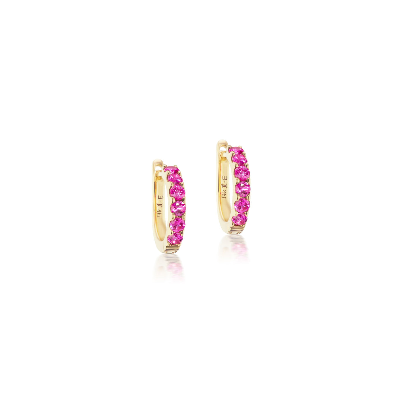 Jane Taylor Hot Pink Sapphire Slim Huggie Hoops