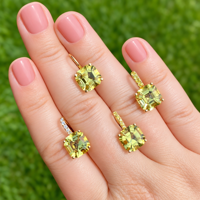 Jane Taylor Octagonal Drop Earring in Lemon Quartz
