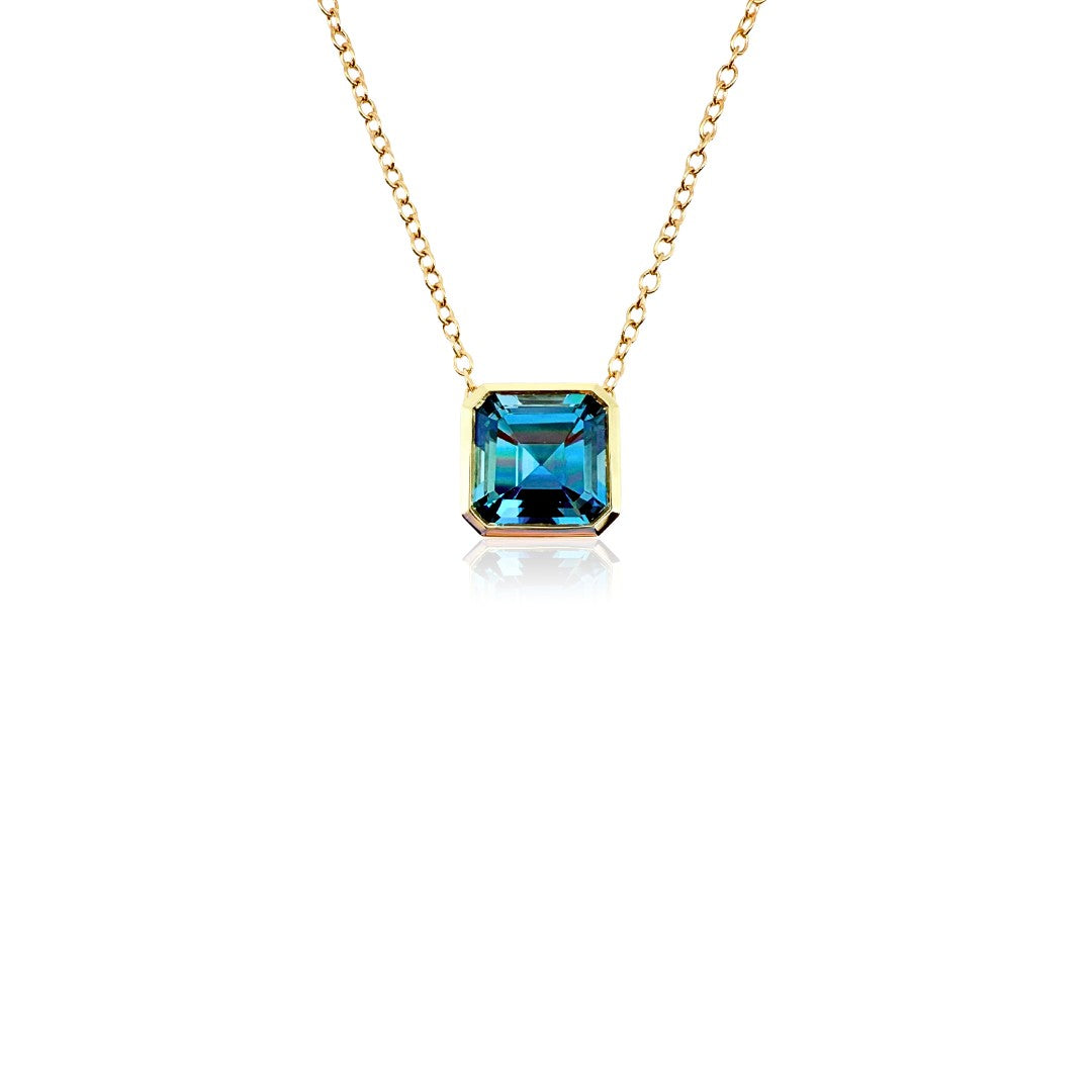 Jane Taylor London Blue Topaz Octagon Bezel Necklace