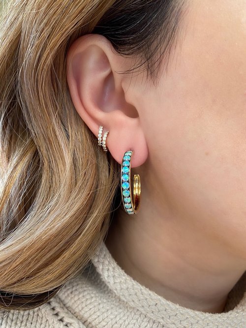 Jane Taylor 1" Hoops with Australian Opal